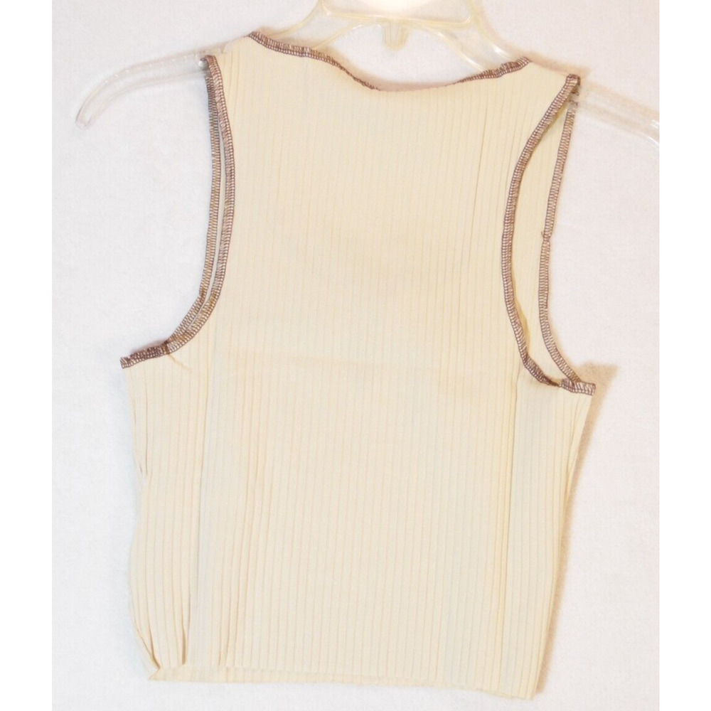 BDG Urban Outfitters Tank Top Womens S Tan Notch Neck Crop NWT - Picture 2 of 7